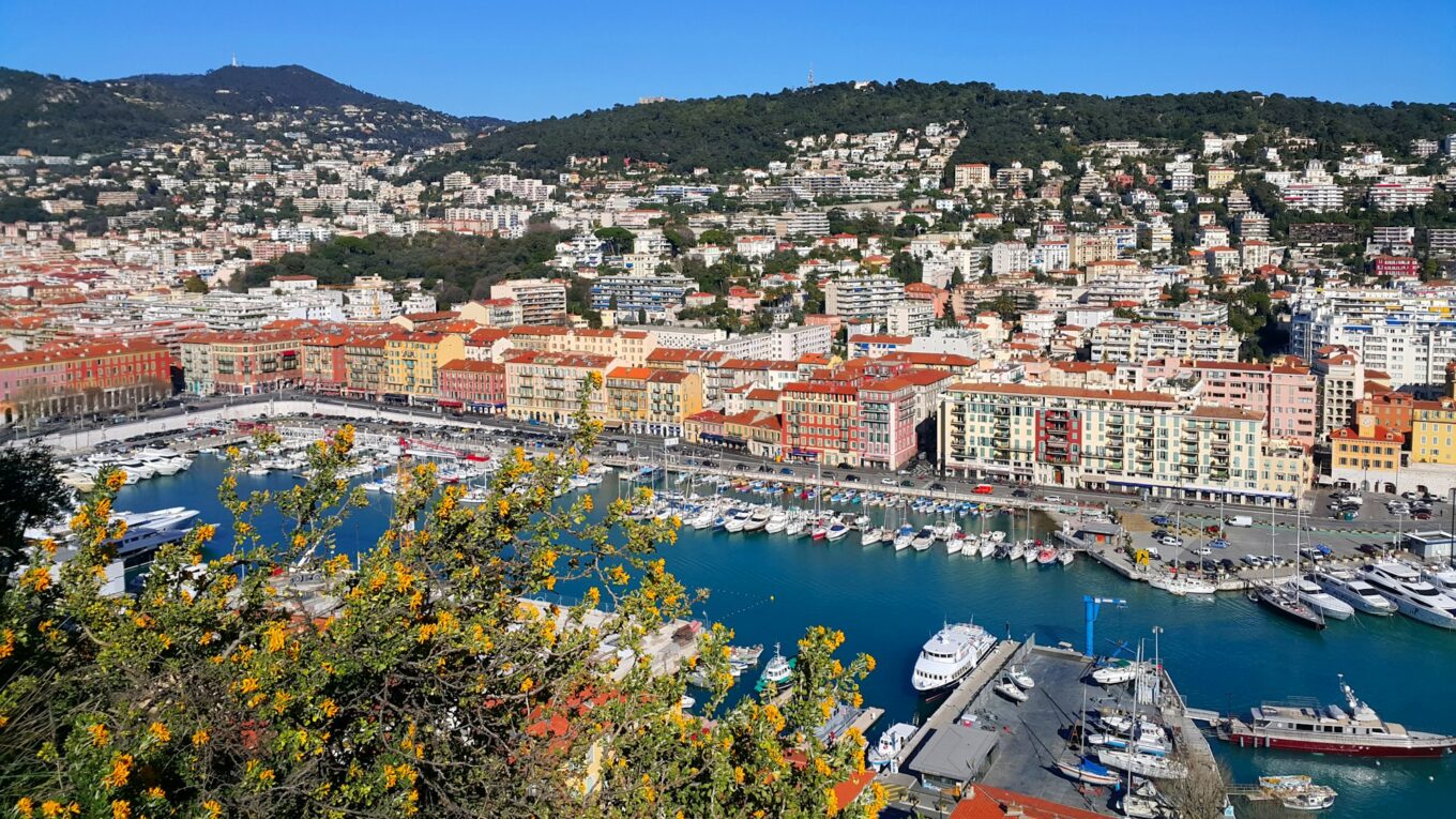 Beautiful view above Port of Nice on French Riviera